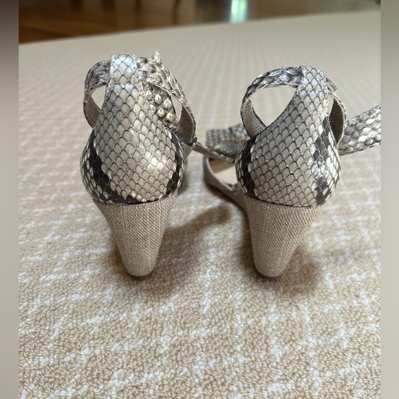Alexandre Birman linen & snake skin Wedges - Picture 3 of 4